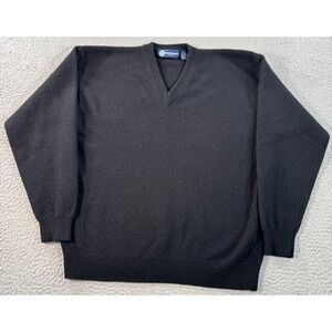 Smith & Wesson Sweater Mens XL Black Knit 100% Lambswool V-Neck‎ Preppy